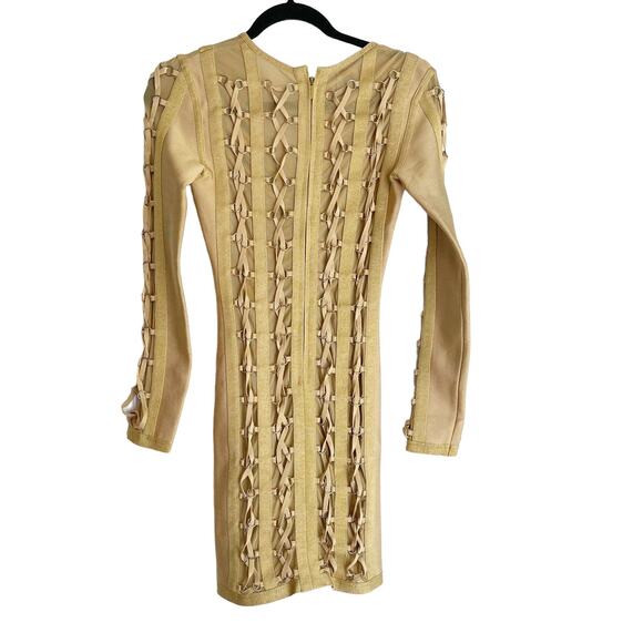 House of CB London Bandage Chain Dress Feodora Long Sleeve In Golden Size XS NWT - Picture 6 of 10